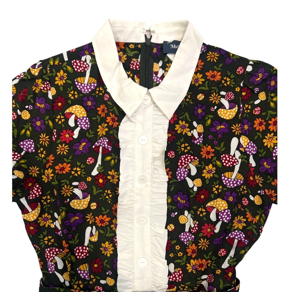 ModCloth Twee Mushroom Woodland Fairycore Dress Size 4 Literary Forest Flowers - Picture 5 of 8